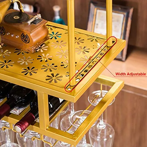 MQJ Scaffale per Vino, Bar, Ristorante, Appeso, Portabicchiere per Vino, Portabicchieri per Vino Metallo Scaffale per Stoc...