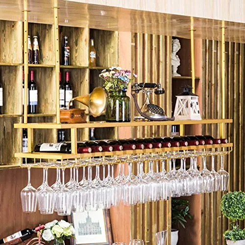 MQJ Scaffale per Vino, Bar, Ristorante, Appeso, Portabicchiere per Vino, Portabicchieri per Vino Metallo Scaffale per Stoc...