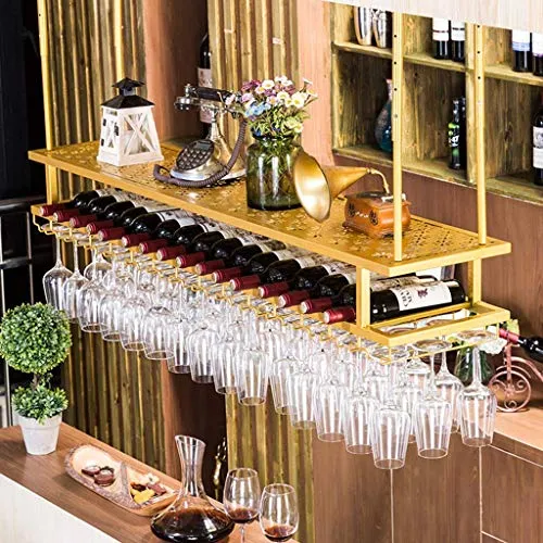 MQJ Scaffale per Vino, Bar, Ristorante, Appeso, Portabicchiere per Vino, Portabicchieri per Vino Metallo Scaffale per Stoc...