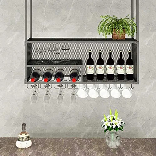 MTYLX Portabottiglie, Espositore, Armadietto per Vino, Portabottiglie per Bicchieri da Vino Installazione Soffitto Bar But...