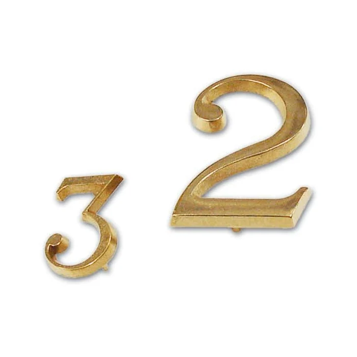Numero 2 Ottone misura 80 mm Con pioli di fissaggio
