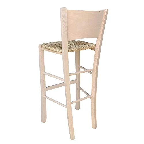 Sgabello legno con seduta Paglia h cm 73 con schienale da terra alla seduta mod.LUCY nuovo già montato ok affarefatto zimb...