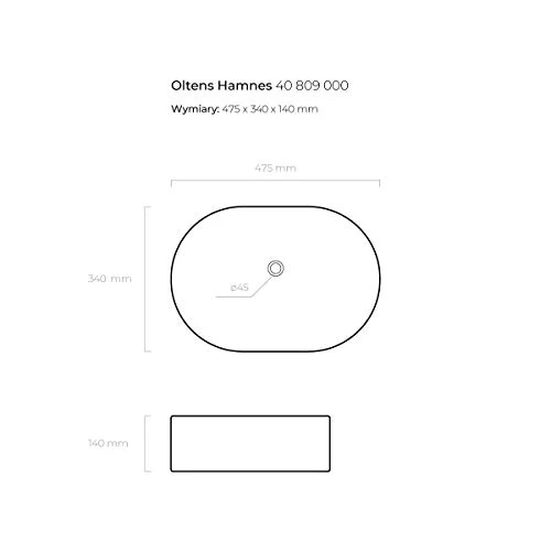 oltens Hamnes 40809000 - Lavandino ovale con rivestimento SmartClean, 47,5 x 34 cm, colore: Bianco