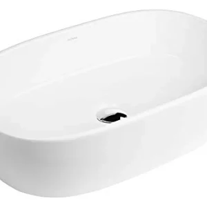 oltens Lom 40811000 - Lavandino ovale con rivestimento SmartClean, 55 x 34 cm, colore: Bianco