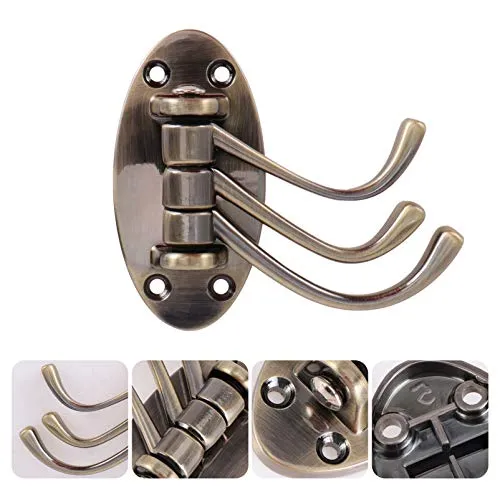 OUNONA Gancio Girevole da Parete con 3 Ganci Bronzo