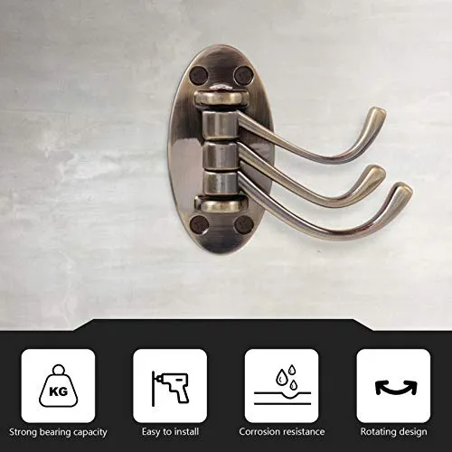 OUNONA Gancio Girevole da Parete con 3 Ganci Bronzo