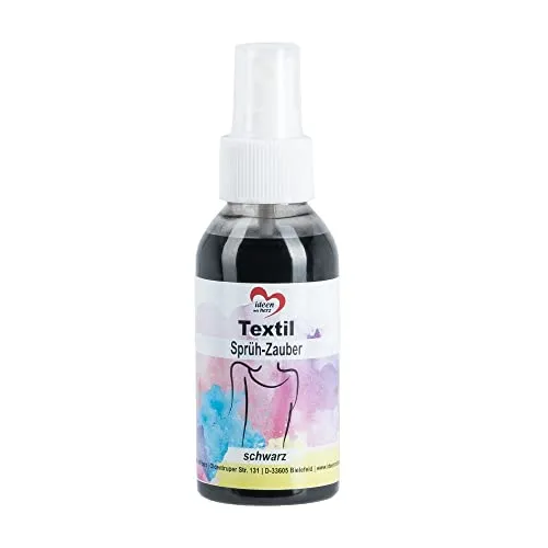 Pittura spray per tessuti, 100 ml, nero, colori altamente pigmentati con la massima brillantezza per tessuti chiari, base...