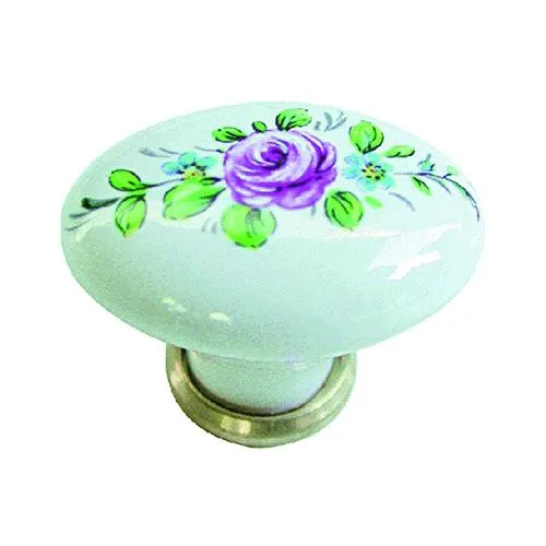 Pomolo Decoro 08 Ø 35X25 Cf. 5 Pz Porcellana. Colore Bianco.