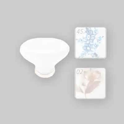 POMOLO PER MOBILI CERAMICA 'P02' mm 24x34 - Avorio decoro 02. Prezzo per Pezzo.