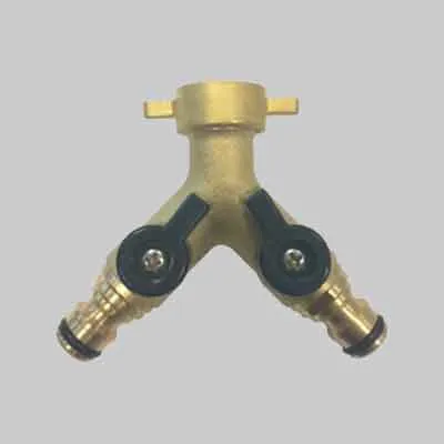 PRESA RUBINETTO DOPPIA USCITA CON INNESTI RAPIDI OTTONE 3/4". Prezzo per Pezzo.