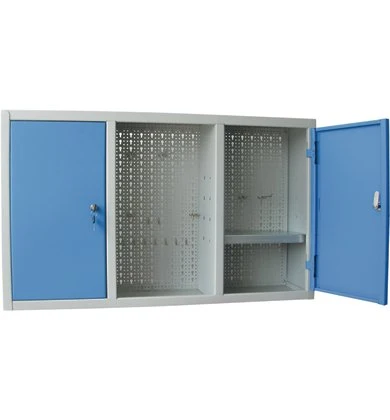 Armadio Portautensili Lamiera, 2 Ante Di Colore Azzurro. Fondo Realizzato Con Pannello Forato Per Avere La Possibilità Di...