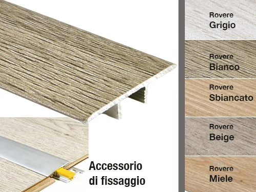 Profili dilatatori alluminio per pavimenti vinilici e laminati. Prezzo per Pezzo.