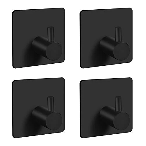 Ganci Adesivi Acciaio Inox, 4 Pezzi Portasciugamani Appendiabiti da Parete Gancio Autoadesivo per Cucina, Bagno e Camera d...