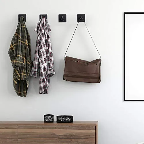 Ganci Adesivi Acciaio Inox, 4 Pezzi Portasciugamani Appendiabiti da Parete Gancio Autoadesivo per Cucina, Bagno e Camera d...