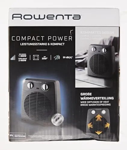 Rowenta SO2210 Compact Power Termoventilatore Potente e Compatto, Riscalda e Raffredda Gli Ambienti, Ottimo per Qualsiasi...
