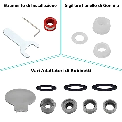 Rubinetto Rotante 1080 Gradi, Prolunga Rubinetto Bagno Areatore Rompigetto con Filtro Antispruzzo, Snodo per Estensione Ru...