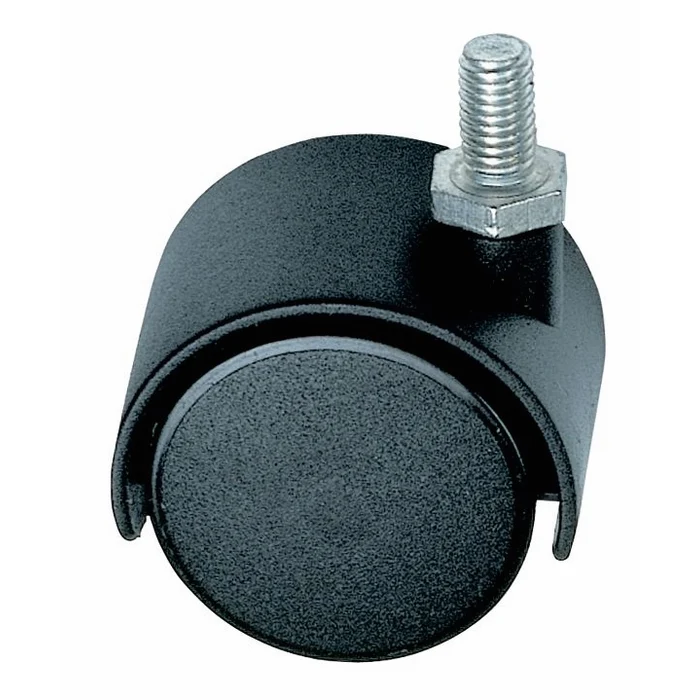 Ruota Doppia Nylon con Perno Girevole Ø 50 mm Filetto 10x15 mm Maurer 2pz
