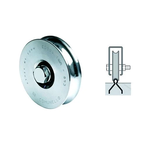 Ruota Per Cancelli Gola 'U' Ø 100 2 Cuscinetti Cf. 1 Pz Con Bullone
