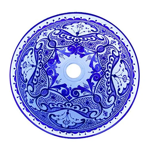 Saharashop Lavabo ceramica orientale Safi blu grande