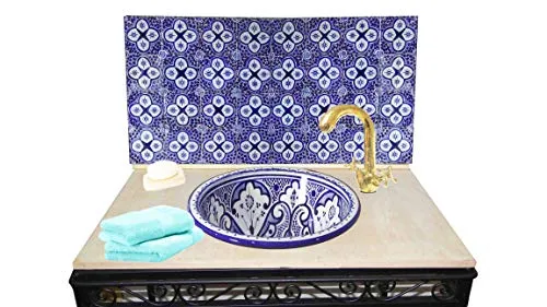 Saharashop Lavabo ceramica orientale Safi blu grande