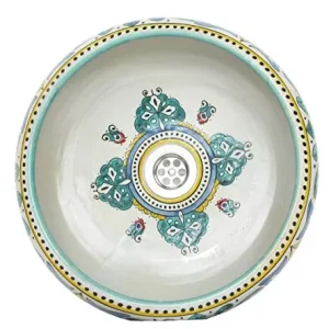Saharashop Lavandino ceramica orientale turchese 5, ceramica, diametro 40 cm, dipinto mano, stile vintage, per cucina, bag...