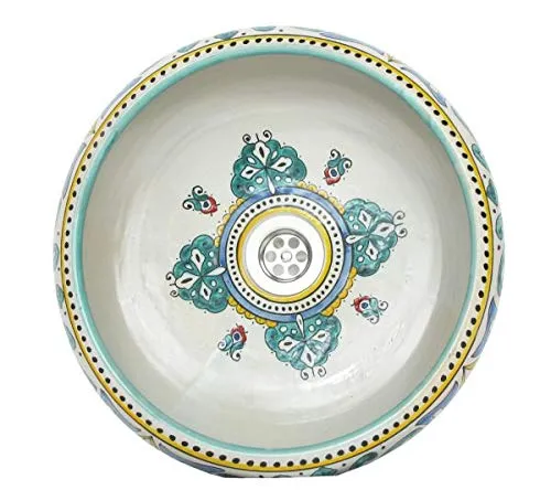 Saharashop Lavandino ceramica orientale turchese 5, ceramica, diametro 40 cm, dipinto mano, stile vintage, per cucina, bag...
