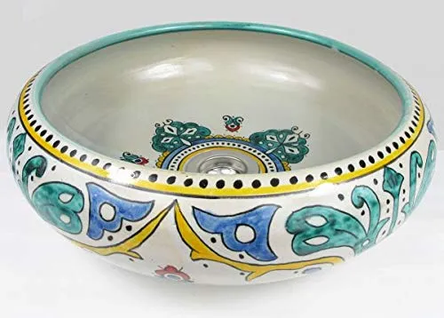 Saharashop Lavandino ceramica orientale turchese 5, ceramica, diametro 40 cm, dipinto mano, stile vintage, per cucina, bag...