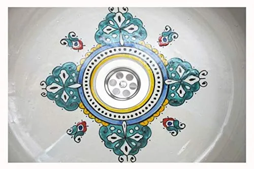 Saharashop Lavandino ceramica orientale turchese 5, ceramica, diametro 40 cm, dipinto mano, stile vintage, per cucina, bag...