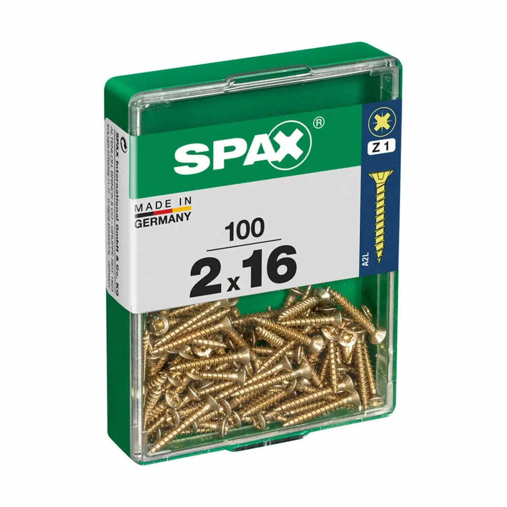 Scatola viti SPAX 4081020200162 Testa piatta 2 x 12 mm 2 x 16 mm 2,0 x 16 mm (100 Unità)