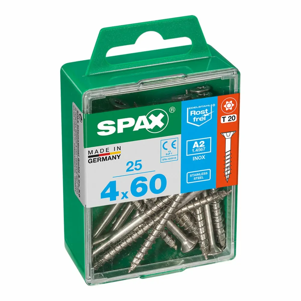 Scatola viti SPAX 4197000400602 Vite per legno Testa piatta (4 x 60 mm) (4,0 x 60 mm)