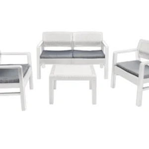 Set Kilimanjaro bianco divano tavolo e poltrone. Prezzo per Pezzo.
