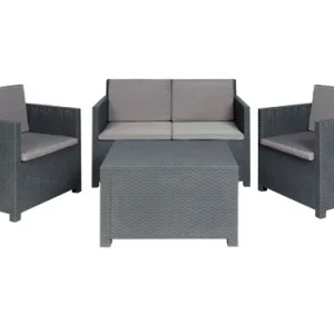 Set rattan Aurelia antracite divano tavolo e poltrone. Prezzo per Pezzo.