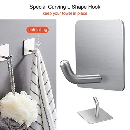 Adesivo Ganci Portasciugamani, Acciaio Inox Cappotto Gancio impermeabile Appendiabiti ganci Parete Porta Accappatoio Asciu...