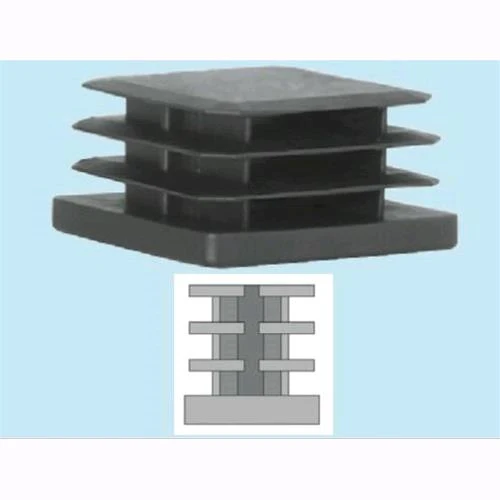 Sottopiedi Puntali Alettati Quadri Neri Polietilene 50x50mm. Conf 50pz