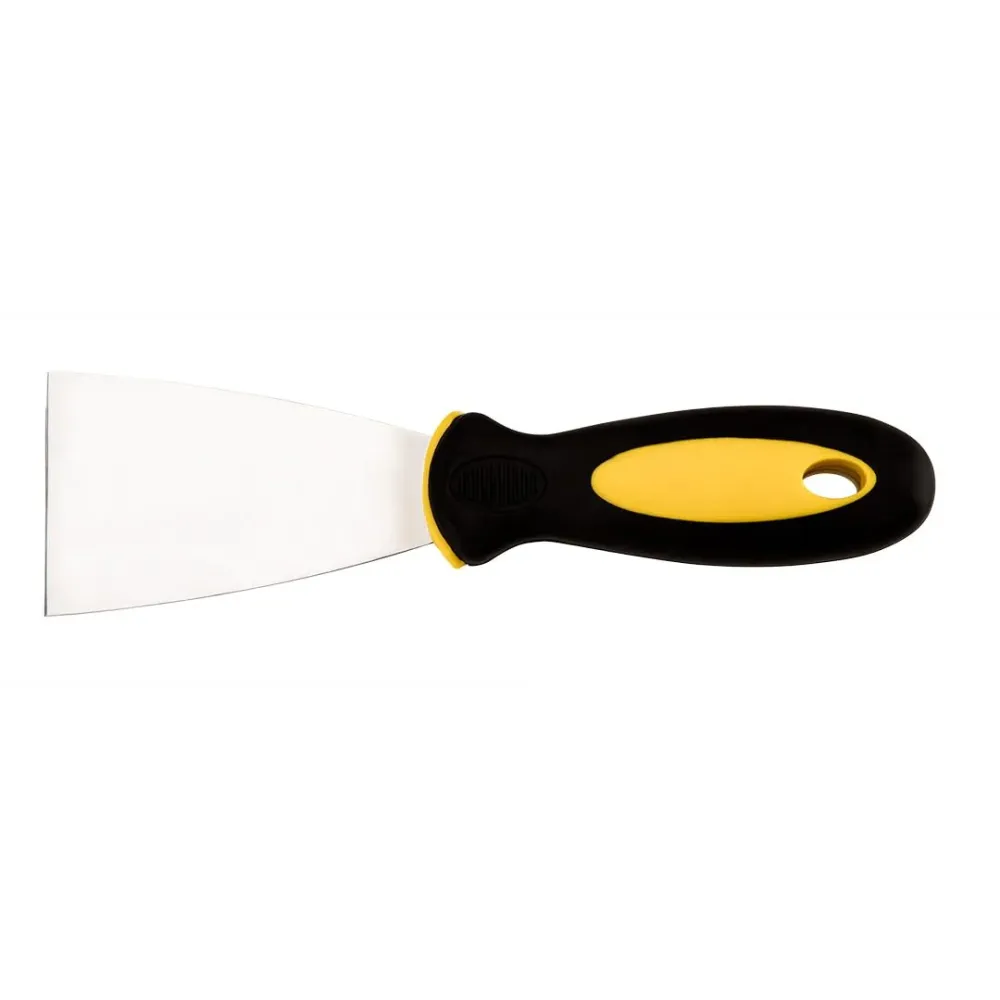 Spatola Per Stuccatori Lama Acciaio Inox. Manico Gomma Antiscivolo Ergonomico.