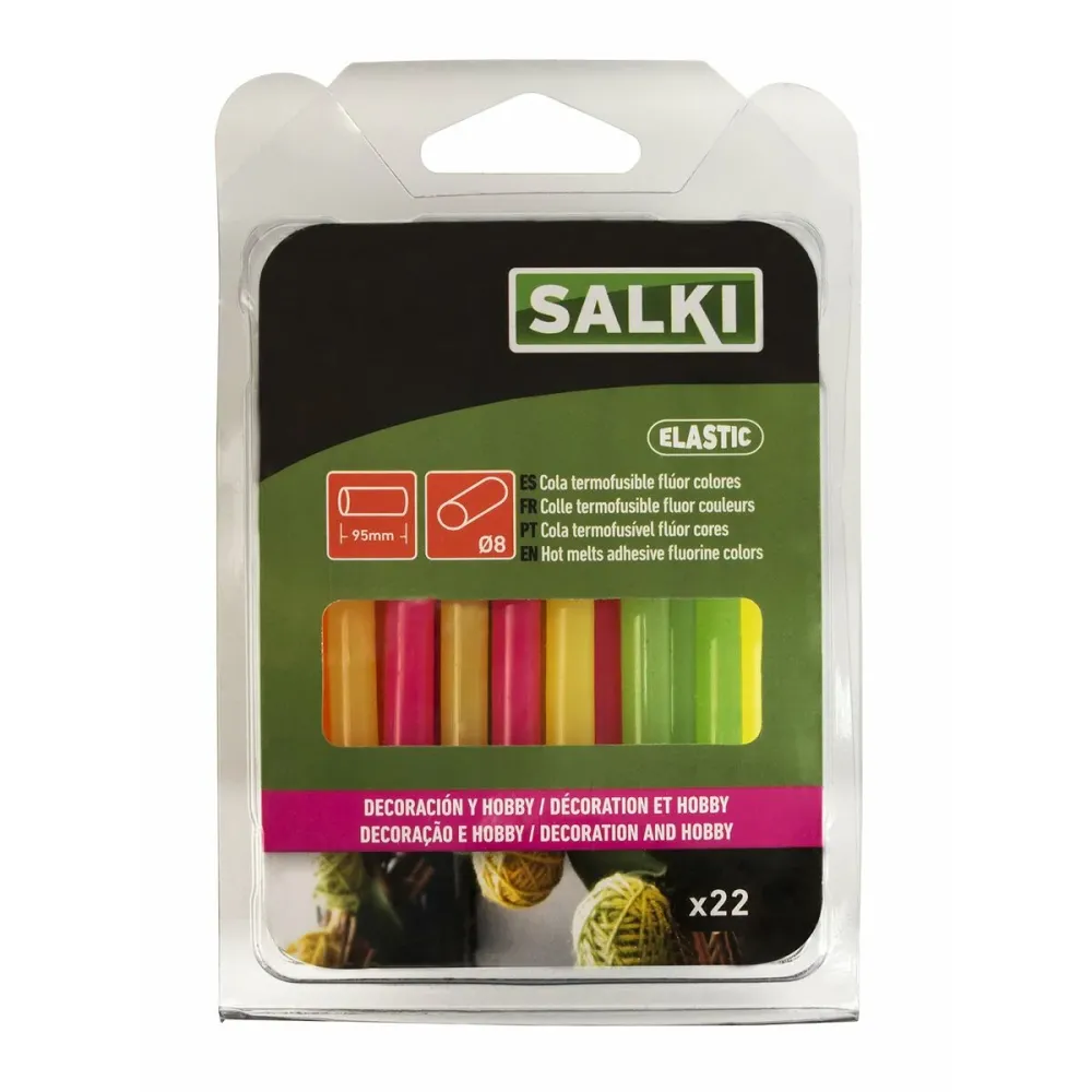 Stick di colla caldo Salki 430106 Multicolore Decorazione Fluoro Ø 8 x 95 mm 105 g (22 Unità)