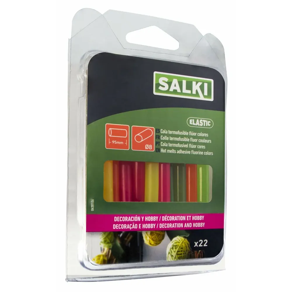 Stick di colla caldo Salki 430106 Multicolore Decorazione Fluoro Ø 8 x 95 mm 105 g (22 Unità)