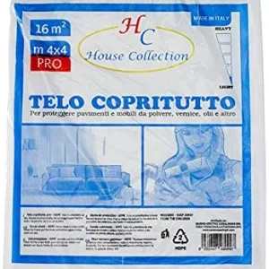 Telo copritutto, tinteggiatura ristrutturazione, nylon polietilene, 4x4 metri