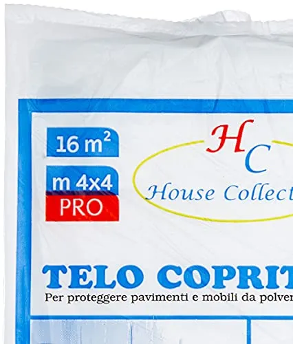 Telo copritutto, tinteggiatura ristrutturazione, nylon polietilene, 4x4 metri