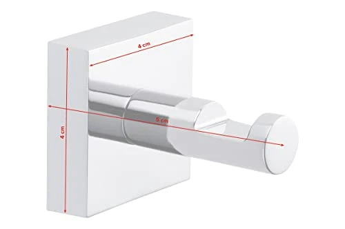 Appendi asciugamani tesa Ekkro, metallo cromato lucido, autoadesivo, tecnologia di montaggio adesiva, 39mm x 39mm x 52mm