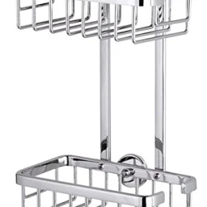 Ripiani portaoggetti per doccia tesa Aluxx, alluminio cromato lucido, autoadesivo, tecnologia di montaggio adesiva, 260 mm...