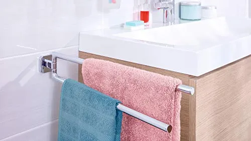 tesa Elegaant Porta Asciugamani Adesivo - Porta asciugamani metallo cromato inox con bracci mobili - senza forature - Rimo...