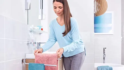 tesa Elegaant Porta Asciugamani Adesivo - Porta asciugamani metallo cromato inox con bracci mobili - senza forature - Rimo...