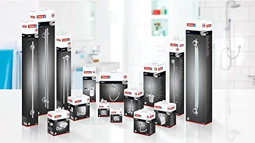 tesa Loxx Barra Porta Asciugamani Adesiva - Porta asciugamani metallo cromato inox - senza forature - Rimovibile senza tra...