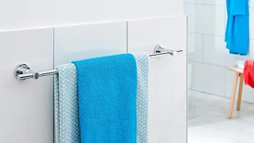 tesa Loxx Barra Porta Asciugamani Adesiva - Porta asciugamani metallo cromato inox - senza forature - Rimovibile senza tra...