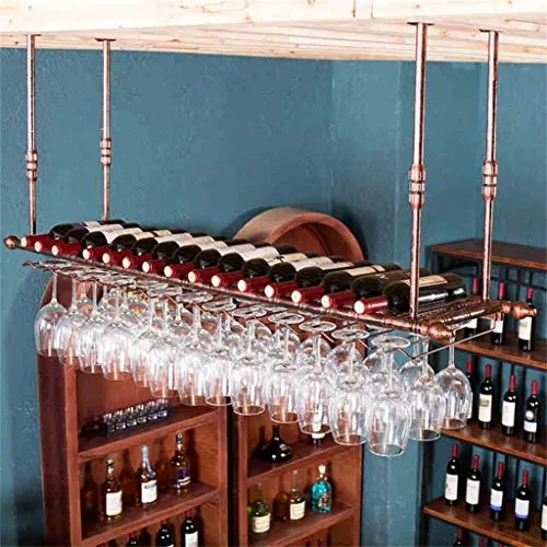 TXX Portabottiglie, Bar, Ristorante, Appeso, Portabicchieri, Metallo, Portabottiglie Ferro Europeo Ferro,Bronzo,80 * 30 cm