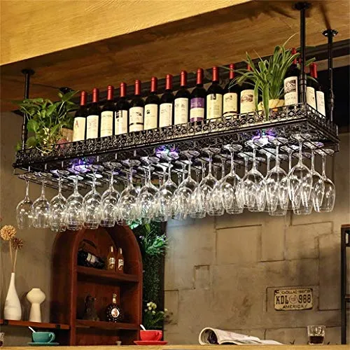 TXX Portabottiglie per Vino, Bar, Ristorante, Sospeso, Portabicchieri, Portabottiglie Metallo da Appendere Soffitto Portab...