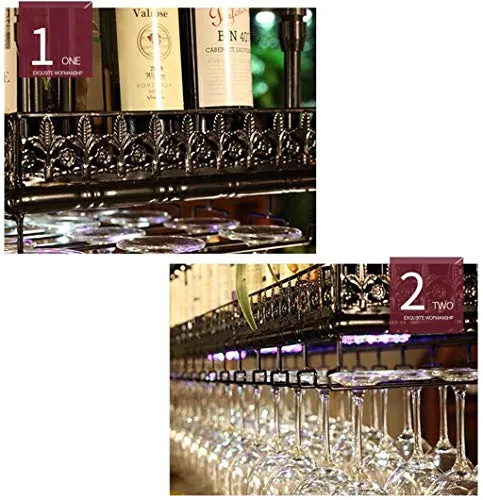 TXX Portabottiglie per Vino, Bar, Ristorante, Sospeso, Portabicchieri, Portabottiglie Metallo da Appendere Soffitto Portab...