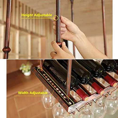 TXX Portabottiglie per Vino, Bar, Ristorante, Sospensione, Portabicchieri da Vino, Portabottiglie da Appendere Soffitto Po...