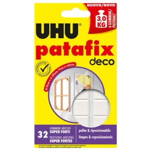 Uhu Patafix Deco, 32 Gommini Adesivi Super Forti, bianco